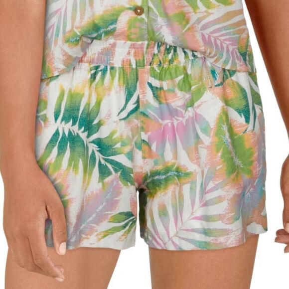 Natural Reflections Tropical Print Pull On Elastic Waist Soft Shorts - Picture 6 of 6